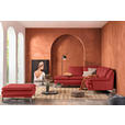 ECKSOFA Rot Echtleder  - Chromfarben/Rot, Design, Leder/Metall (224/252cm) - Novel