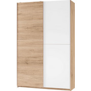 VEČNAMENSKA OMARA, bela, hrast - aluminij/hrast, Design, umetna masa/leseni material (125/196/38cm) - Carryhome