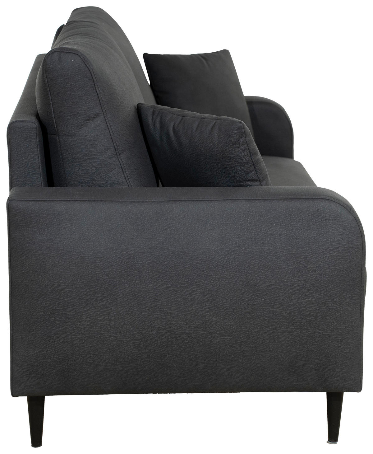 2-SITZER-SOFA Lederlook Grau  - Schwarz/Grau, KONVENTIONELL, Holz/Textil (164/96/86cm) - Carryhome