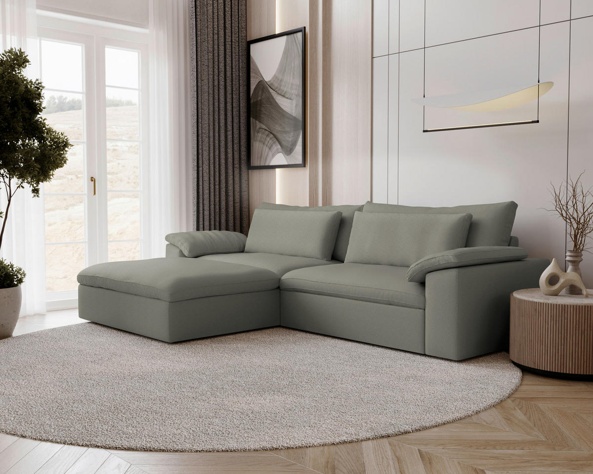 ECKSOFA  Chenille Graubraun  - Graubraun/Schwarz, Modern, Kunststoff/Textil (198/306cm) - Carryhome