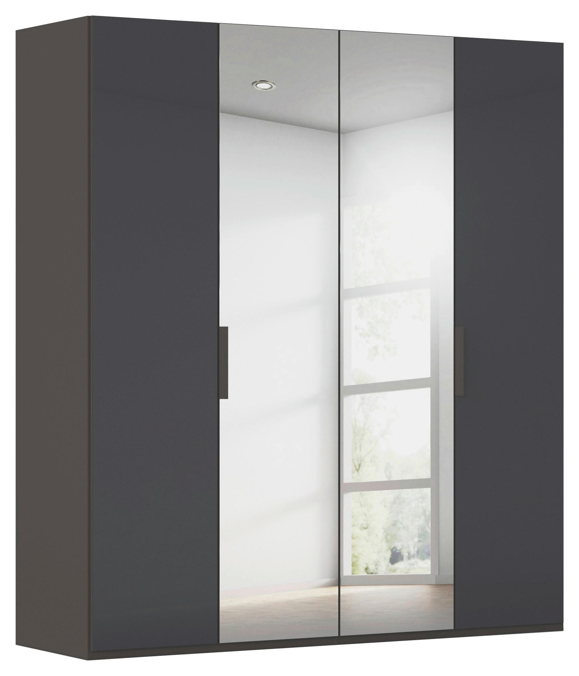 DREHTÜRENSCHRANK 201/223/61 cm,  in Graphitfarben, 4-türig  - Graphitfarben, Basics, Glas/Holzwerkstoff (201/223/61cm) - Novel