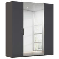 DREHTÜRENSCHRANK 201/223/61 cm,  in Graphitfarben, 4-türig  - Graphitfarben, Basics, Glas/Holzwerkstoff (201/223/61cm) - Novel