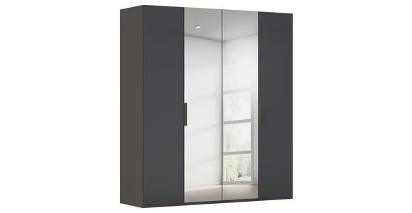 DREHTÜRENSCHRANK 201/235/61 cm,  in Graphitfarben, 4-türig  - Graphitfarben, Basics, Glas/Holzwerkstoff (201/235/61cm) - Novel