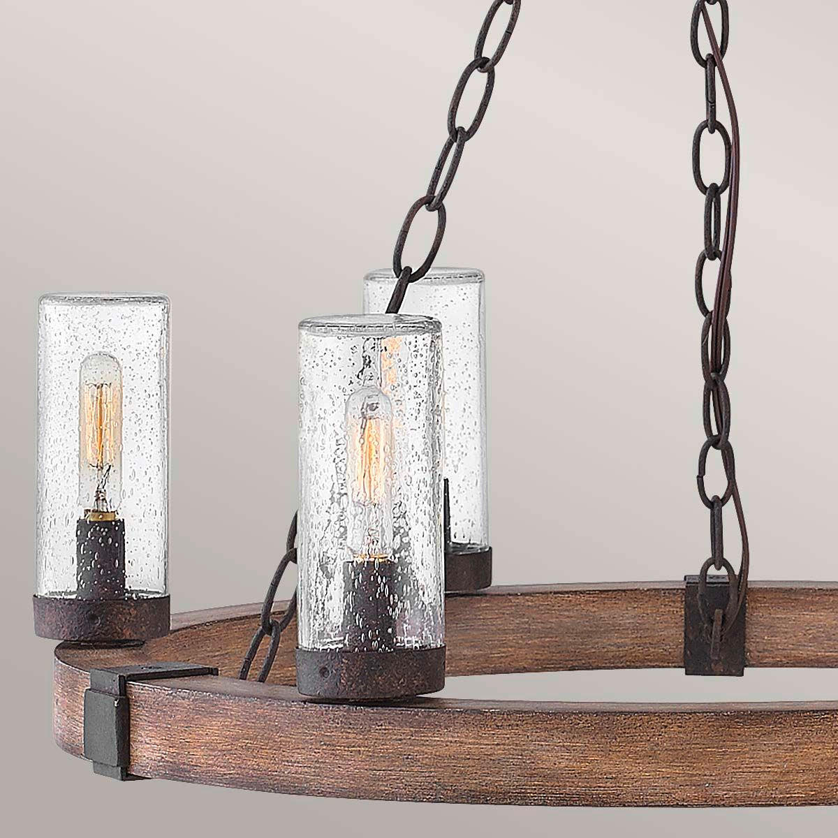 KRONLEUCHTER 59,1/61 cm   - Wildeiche/Schwarz, KONVENTIONELL, Glas/Metall (59,1/61cm) - Elstead Lighting
