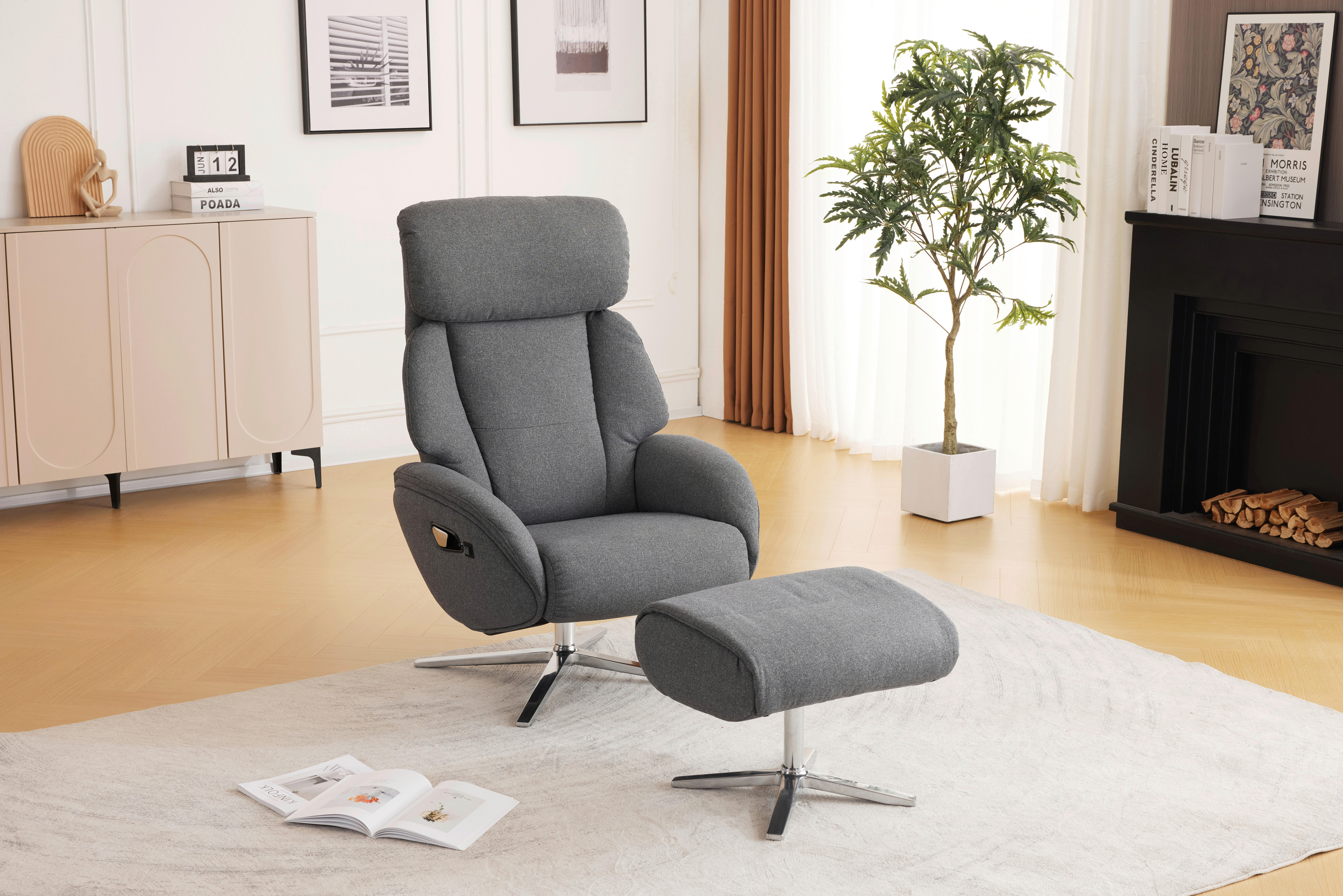 FOTOLIU DE MASAJ in textil gri închis  - argintiu/gri închis, Design, metal/textil (76/107/82cm) - Livetastic