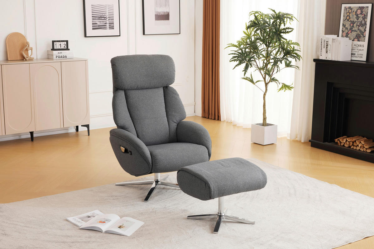 MASSZÁZSFOTEL - ezüstszínű/sötétszürke, Design, textil/fém (76/107/82cm) - Livetastic