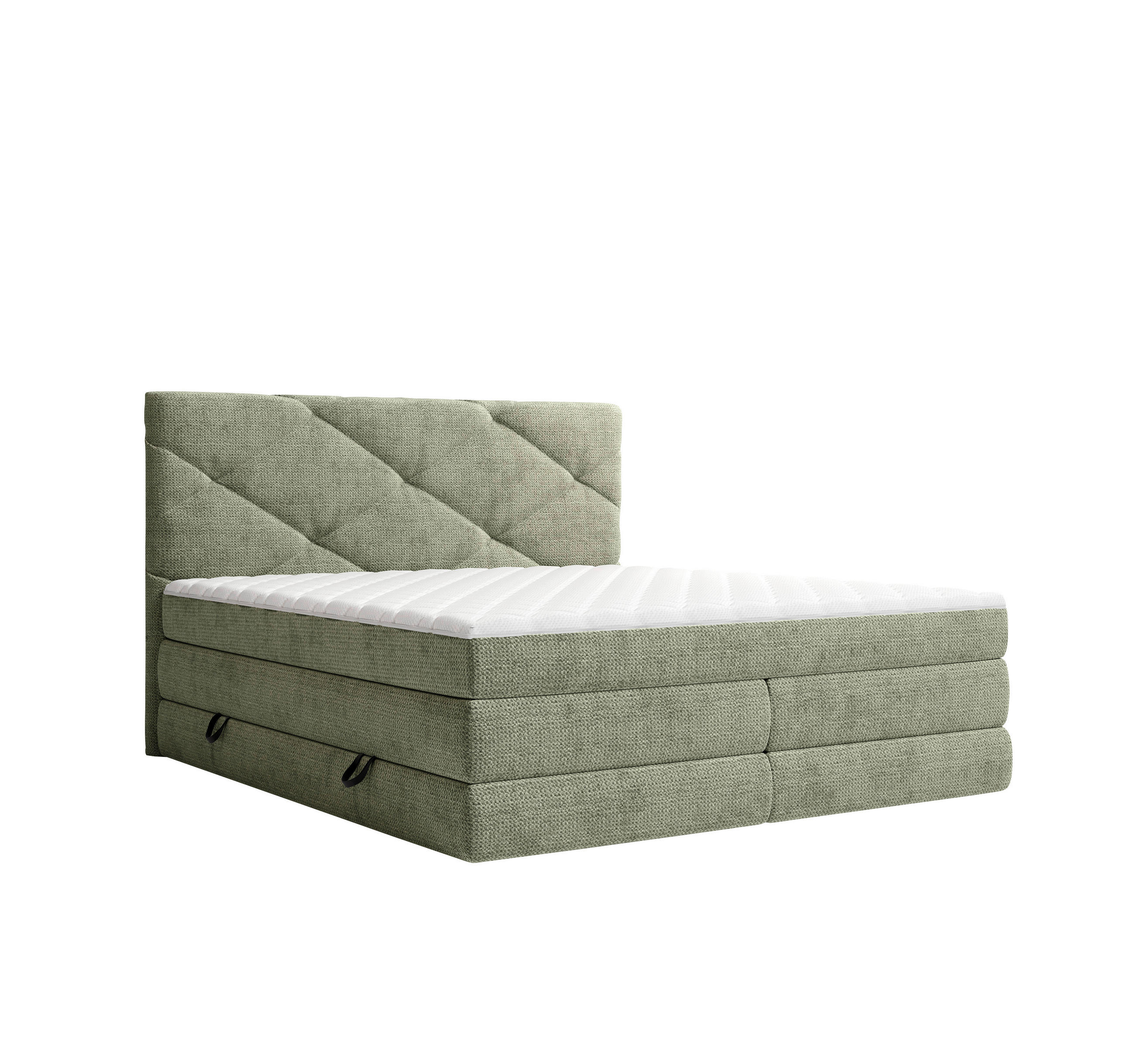 BOXSPRINGBETT 180/200 cm,  in Salbeigrün, Bettkasten, Matratzen, H2 + H3 = mittel + fest  - Salbeigrün/Schwarz, KONVENTIONELL, Kunststoff/Textil (180/200cm) - Carryhome