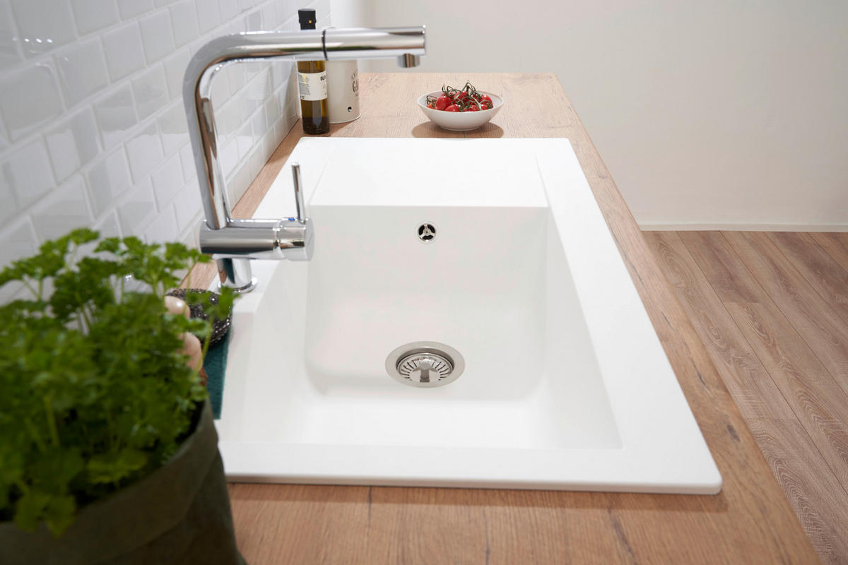 SPÜLE 1712DENVER86X50W  - Weiß, Trend, Glas/Kunststoff (86/20/50cm) - Respekta