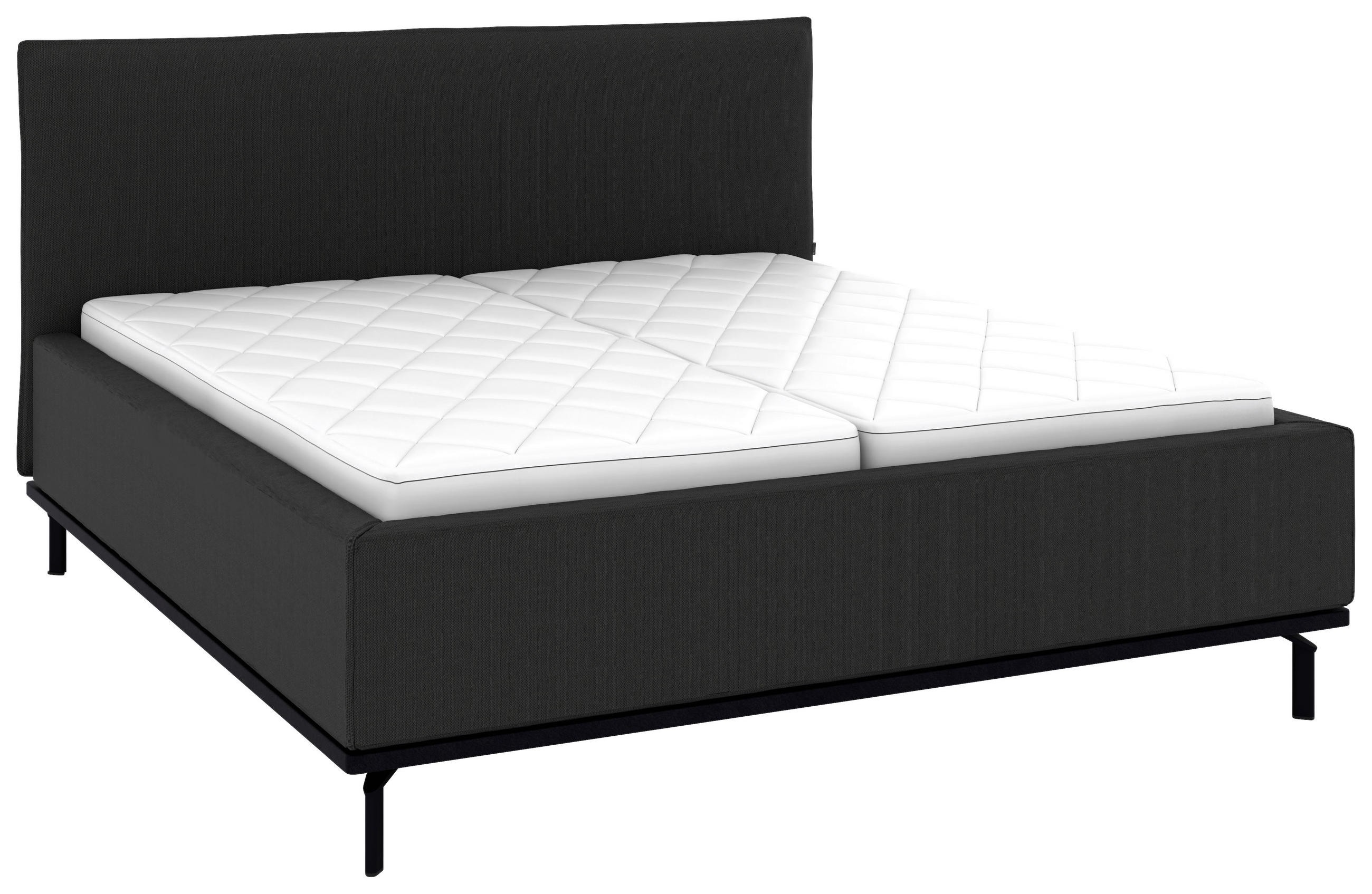 POLSTERBETT 180/200 cm,  in Anthrazit, Matratze, Lattenrost, Bettkasten, H2 + H3 = mittel + fest  - Anthrazit/Graphitfarben, Design, Holz/Textil (180/200cm) - Musterring