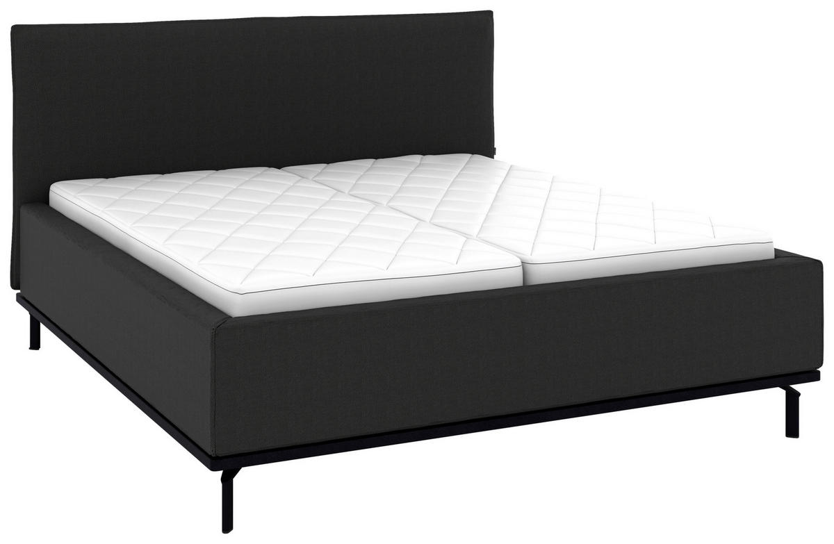 POLSTERBETT 180/200 cm,  in Anthrazit, Matratze, Lattenrost, Bettkasten, H3 + H3 = fest  - Anthrazit/Graphitfarben, Design, Holz/Textil (180/200cm) - Musterring