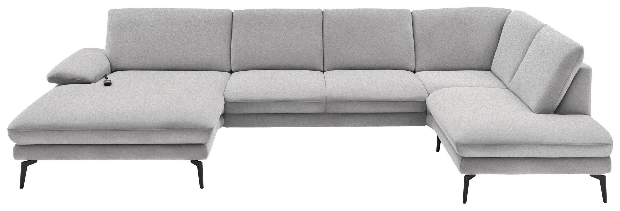 WOHNLANDSCHAFT in Webstoff Hellgrau  - Hellgrau/Schwarz, Design, Textil/Metall (180/344/208cm) - Dieter Knoll