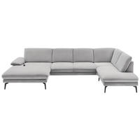 WOHNLANDSCHAFT in Webstoff Hellgrau  - Hellgrau/Schwarz, Design, Textil/Metall (180/344/208cm) - Dieter Knoll