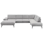 WOHNLANDSCHAFT Hellgrau Webstoff  - Hellgrau/Schwarz, Design, Textil/Metall (180/344/208cm) - Dieter Knoll