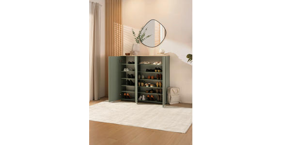 SCHUHSCHRANK 120,3/113,2/34 cm  - Eichefarben/Schwarz, Design, Holzwerkstoff/Kunststoff (120,3/113,2/34cm) - Voleo