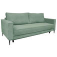 SCHLAFSOFA  mit Liegefunktion, Rücken echt, haustierfreundlicher Bezug Cord Olivgrün  - Schwarz/Olivgrün, KONVENTIONELL, Textil/Metall (222/93/98cm) - Carryhome