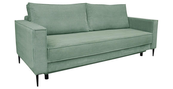 SCHLAFSOFA  mit Liegefunktion, Rücken echt, haustierfreundlicher Bezug Cord Olivgrün  - Schwarz/Olivgrün, KONVENTIONELL, Textil/Metall (222/93/98cm) - Carryhome