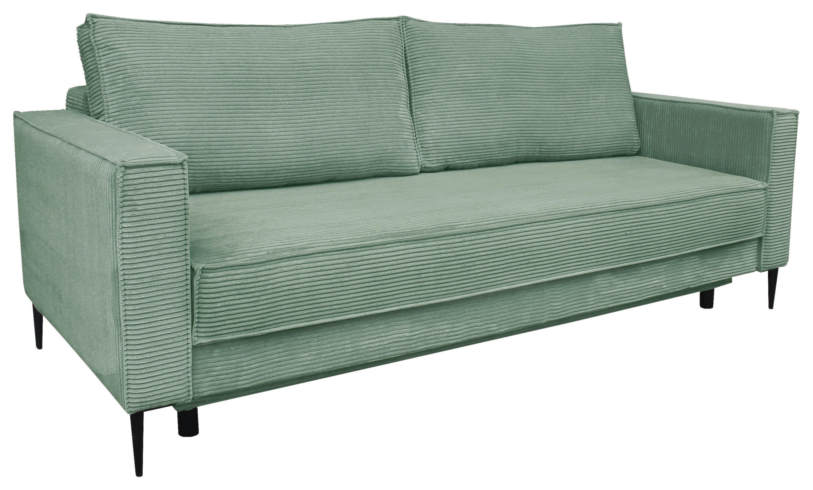 SCHLAFSOFA Cord Olivgrün  - Schwarz/Olivgrün, KONVENTIONELL, Textil/Metall (222/93/98cm) - Carryhome