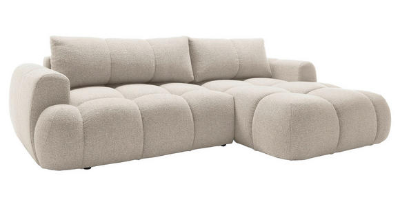 ECKSOFA Creme Struktur  - Creme/Schwarz, KONVENTIONELL, Kunststoff/Textil (272/172cm) - Carryhome