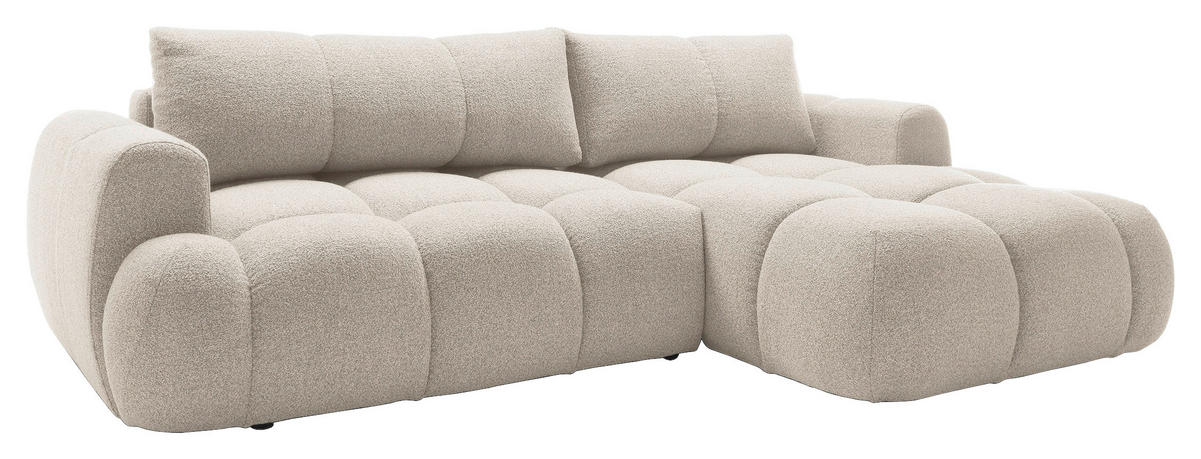 ECKSOFA Creme Struktur  - Creme/Schwarz, KONVENTIONELL, Kunststoff/Textil (272/172cm) - Carryhome