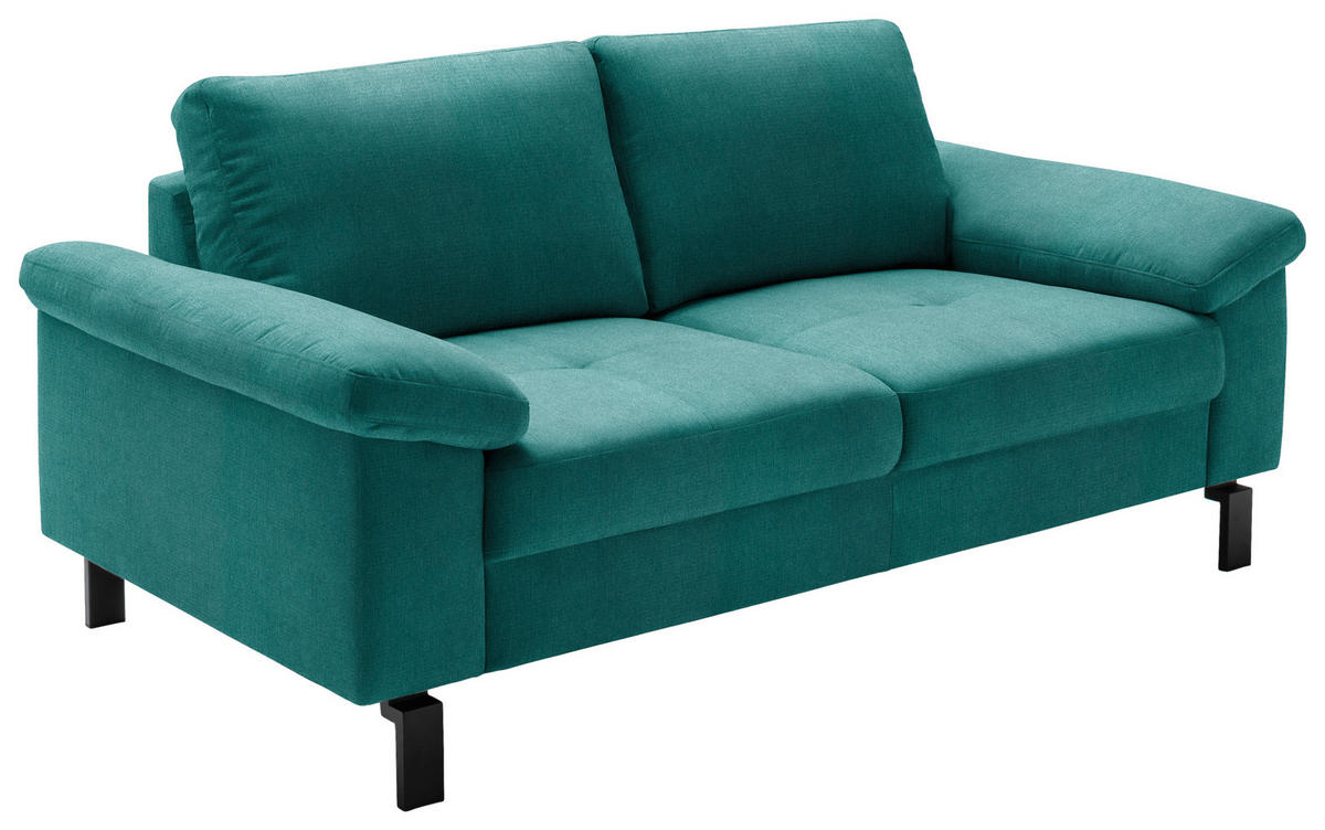 2-SITZER-SOFA in Velours Petrol  - Petrol/Schwarz, Design, Textil/Metall (186/86/97cm) - Pure Home Lifestyle
