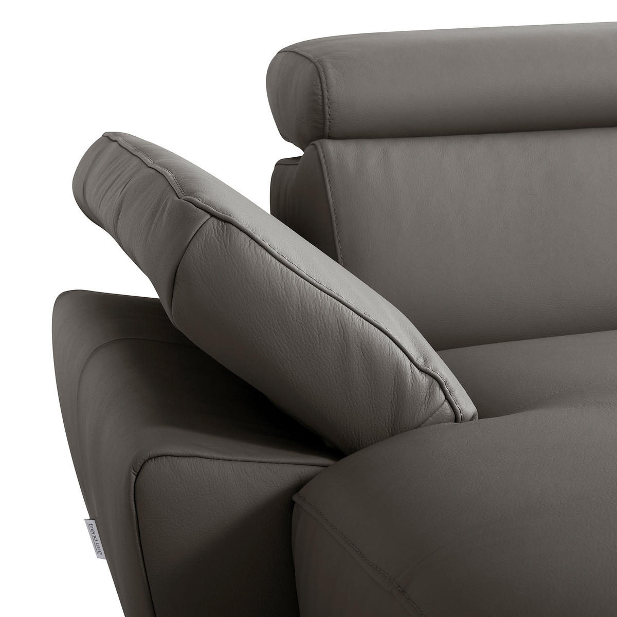 ECKSOFA Lederlook Echtleder Dunkelbraun  - Chromfarben/Dunkelbraun, Design, Leder/Textil (252/179cm) - Livetastic