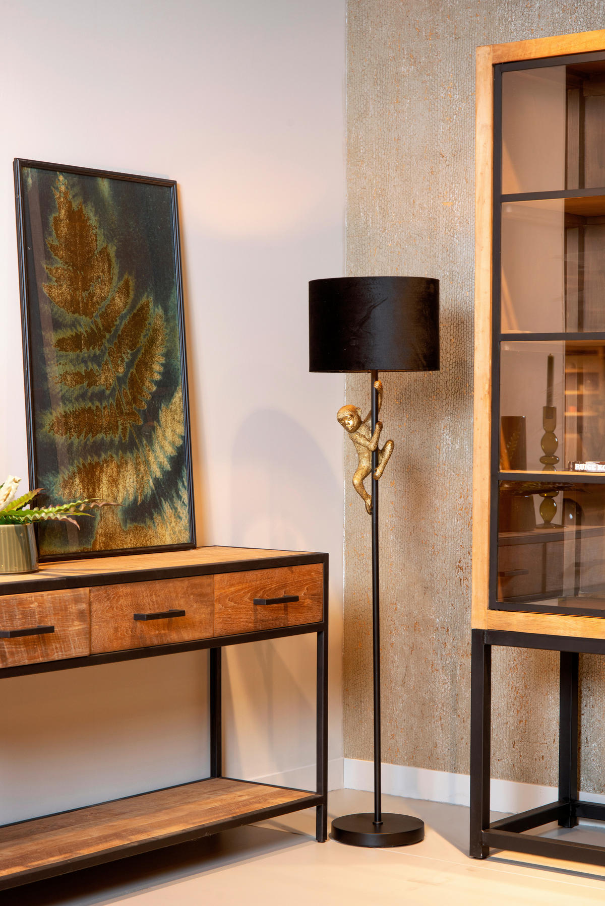 STOJEČA SVETILKA  EXTRAVAGANZA CHIMP  35/35 cm           - zlate barve/črna, Trend, kovina/umetna masa (35/35cm)