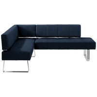 ECKBANK 165/227 cm Mikrofaser Edelstahlfarben, Dunkelblau Metall   - Edelstahlfarben/Dunkelblau, Design, Textil/Metall (165/227cm) - Moderano