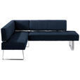 ECKBANK 165/227 cm  in Edelstahlfarben, Dunkelblau  - Edelstahlfarben/Dunkelblau, Design, Textil/Metall (165/227cm) - Moderano