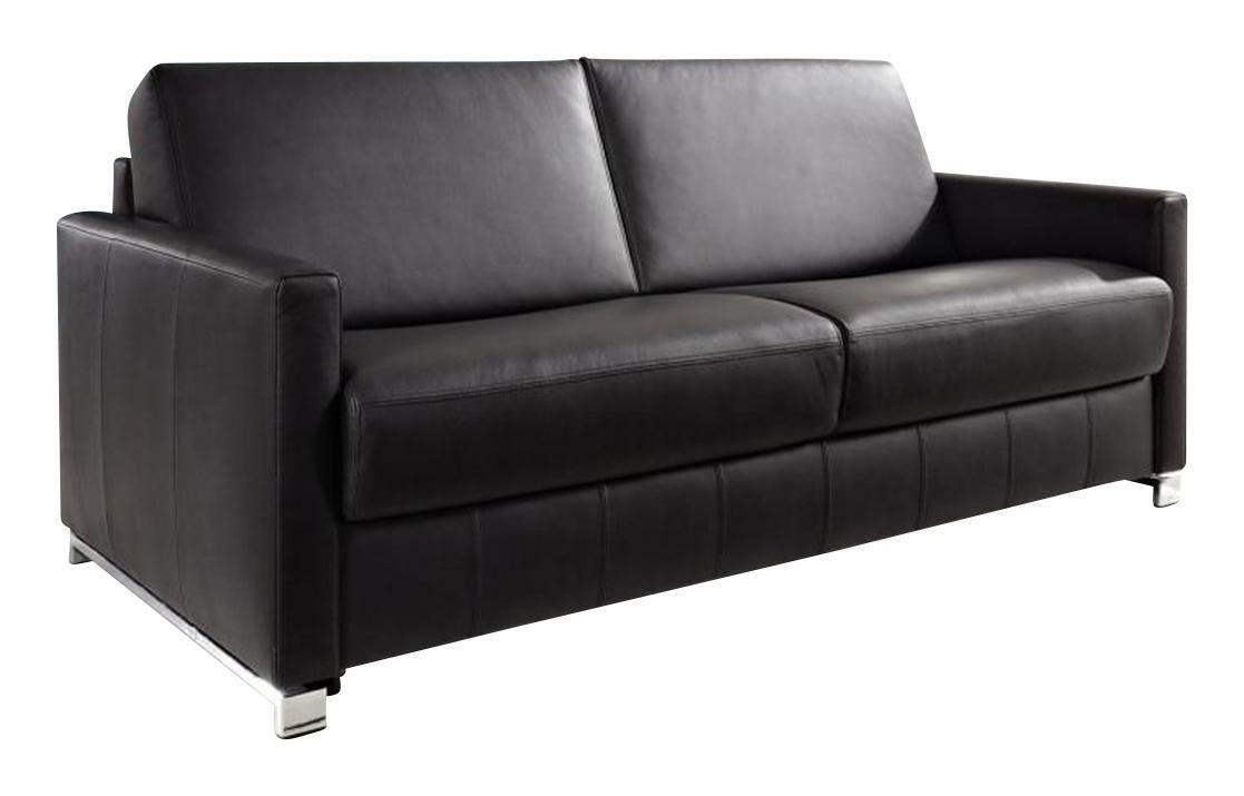 SCHLAFSOFA in Leder Schwarz  - Chromfarben/Schwarz, Basics, Leder/Metall (185/84/100cm) - Bali