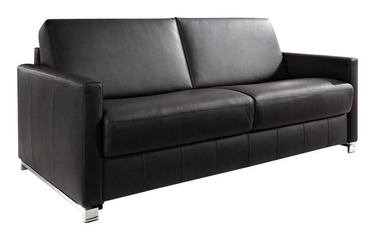 SCHLAFSOFA in Leder Schwarz  - Chromfarben/Schwarz, Basics, Leder/Metall (185/84/100cm) - Bali