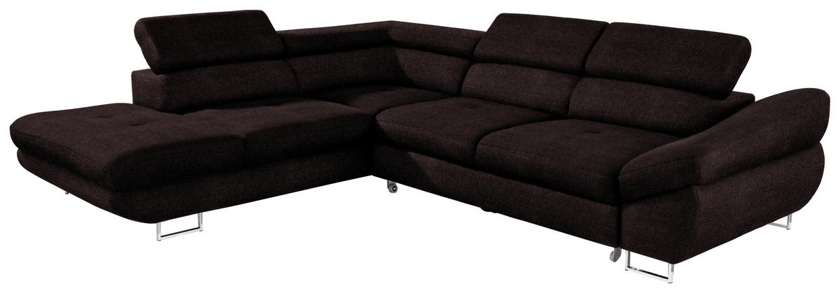 ECKSOFA in Webstoff Mokka  - Mokka, Design, Textil/Metall (235/280cm) - Hom`in