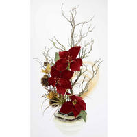 KUNSTBLUME  - Rot/Creme, Natur, Keramik/Kunststoff (25/66cm) - X-Mas