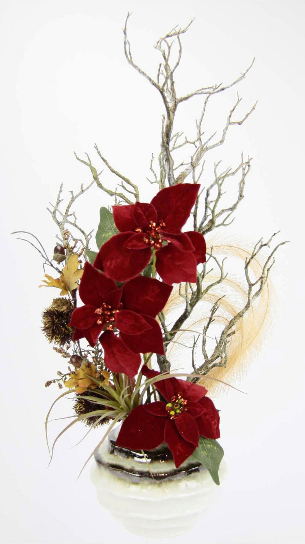 KUNSTBLUME  - Rot/Creme, Natur, Keramik/Kunststoff (25/66cm) - X-Mas