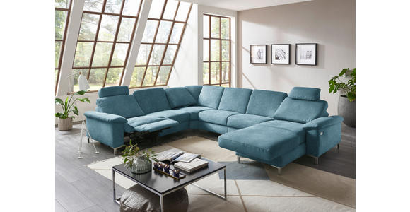 WOHNLANDSCHAFT in Chenille Blau  - Blau/Alufarben, Design, Textil/Metall (265/333/170cm) - Dieter Knoll