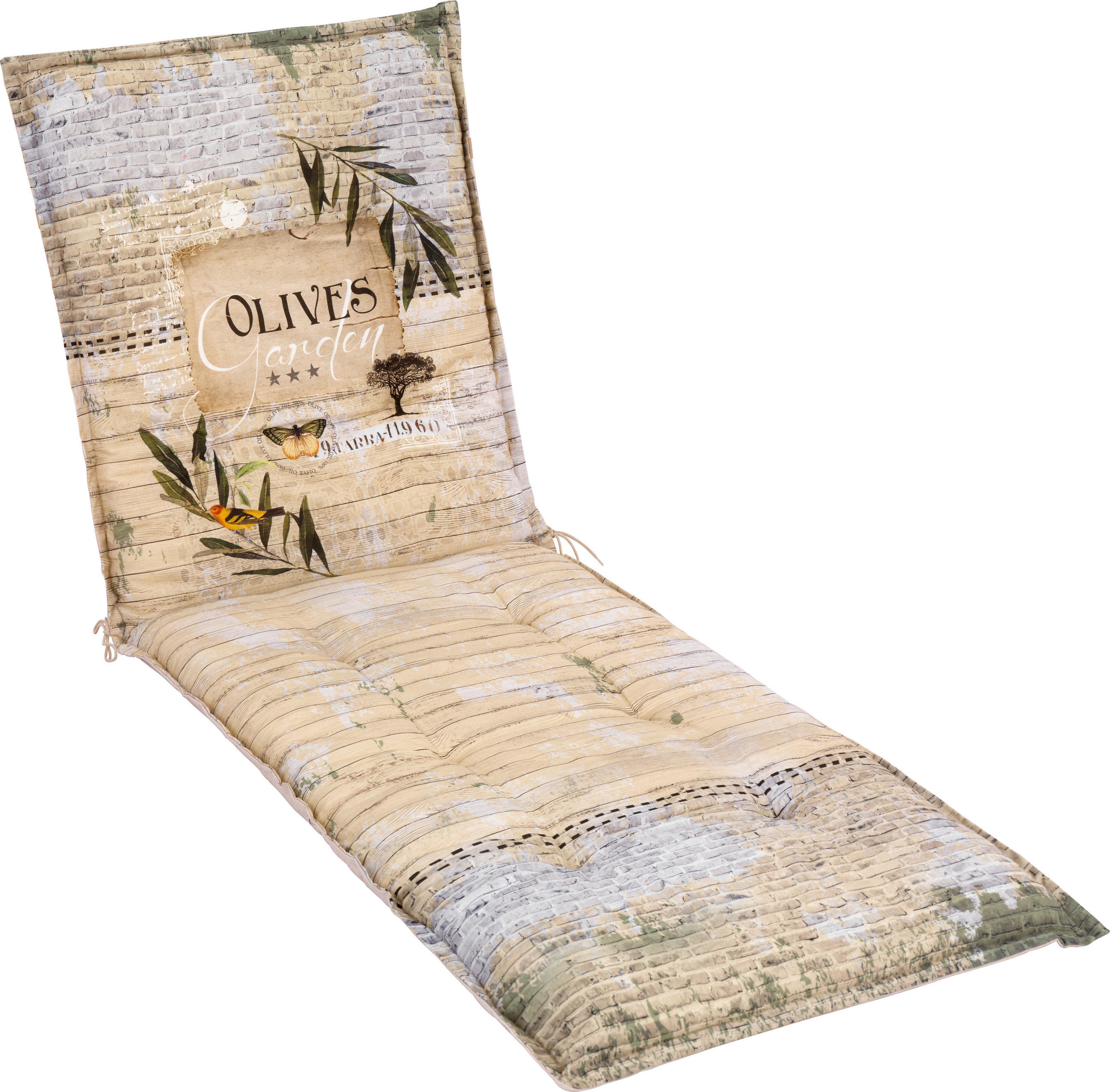 SALTEA PENTRU ȘEZLONG in verde, bej  - bej/verde, Konventionell, textil (190/8/60cm)