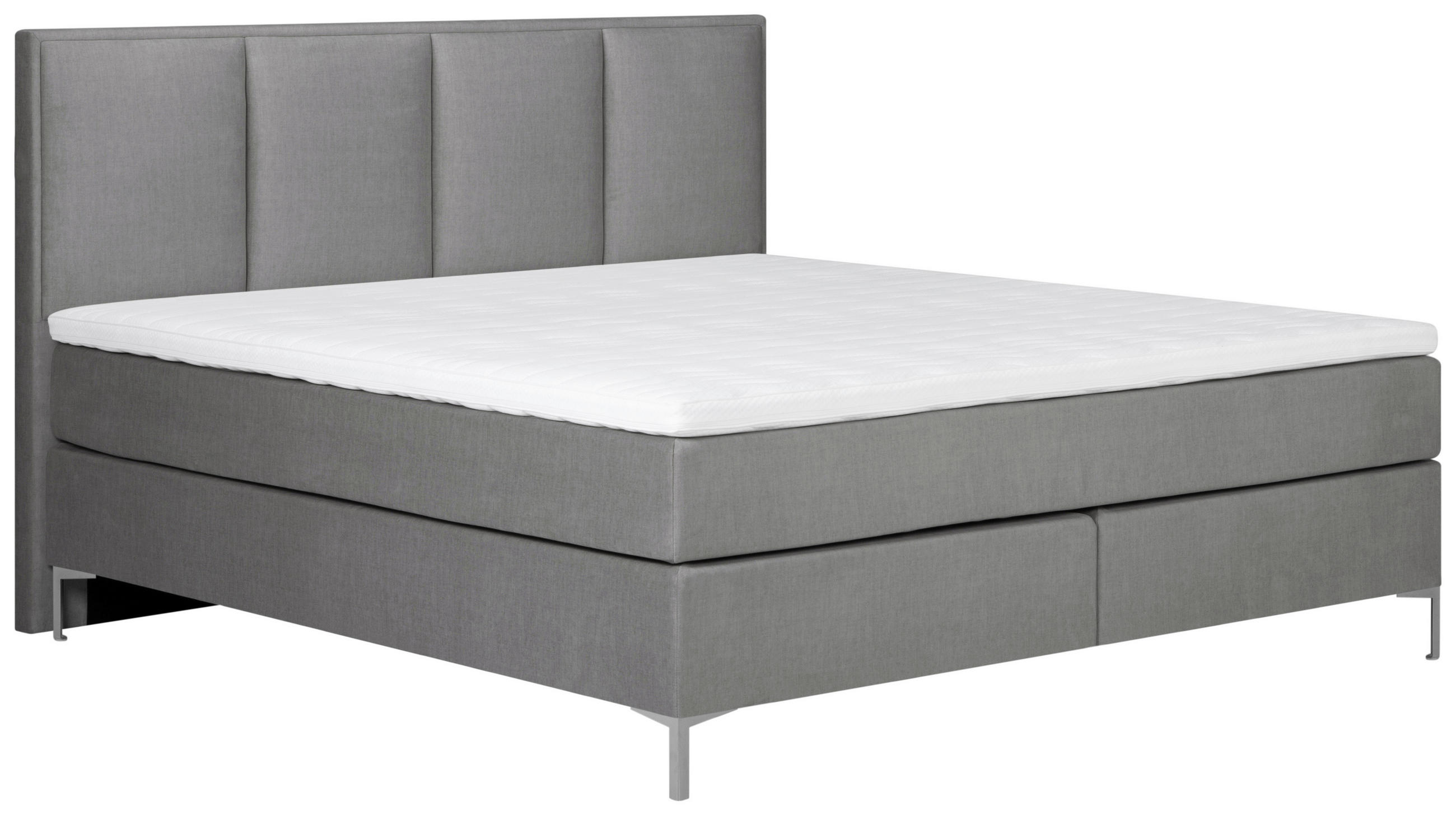 BOXSPRING-ÁGY 160/200 cm  szürke  - alumínium színű/szürke, Modern, textil (160/200cm) - MID.YOU