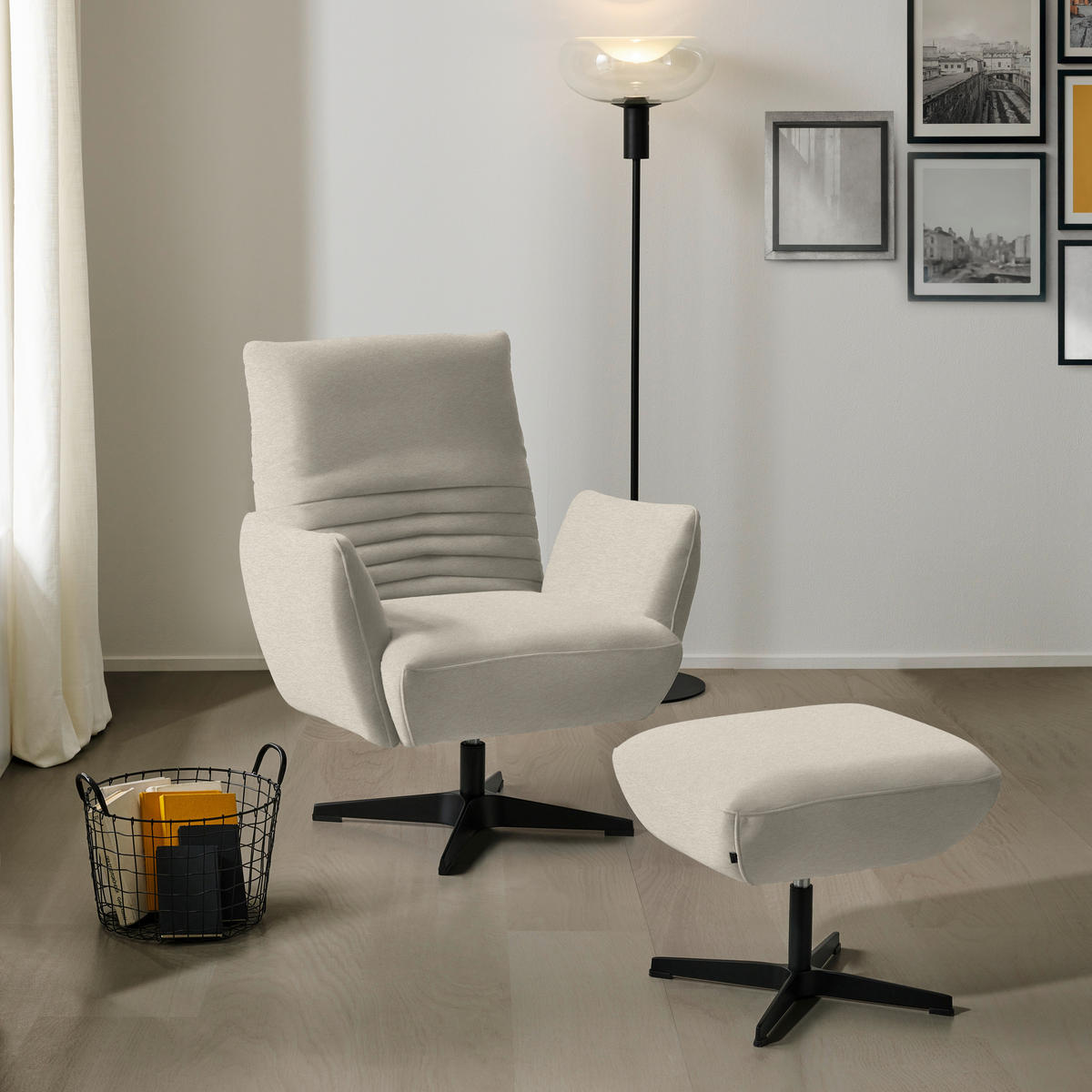SESSEL in Teddystoff Creme  - Creme/Schwarz, Design, Textil/Metall (60/94/86cm) - Dieter Knoll
