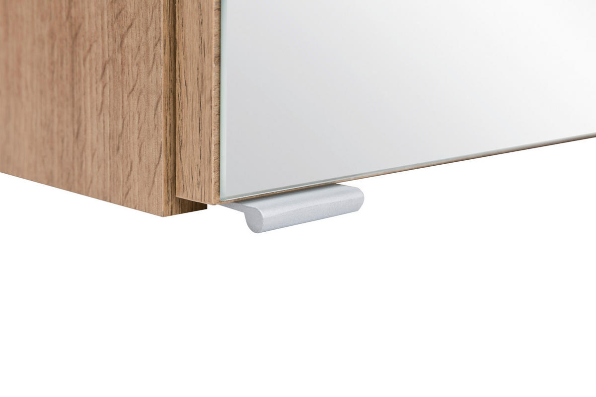 SPIEGELSCHRANK 120/64/20 cm  - Eiche Wotan/Alufarben, Natur, Glas/Holzwerkstoff (120/64/20cm) - Xora