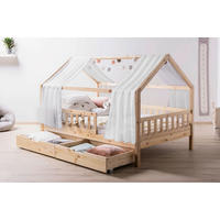 HAUSBETT 100/200 cm,  in Naturfarben, Weiß  - Naturfarben/Weiß, MODERN, Holz/Textil (100/200cm) - MID.YOU