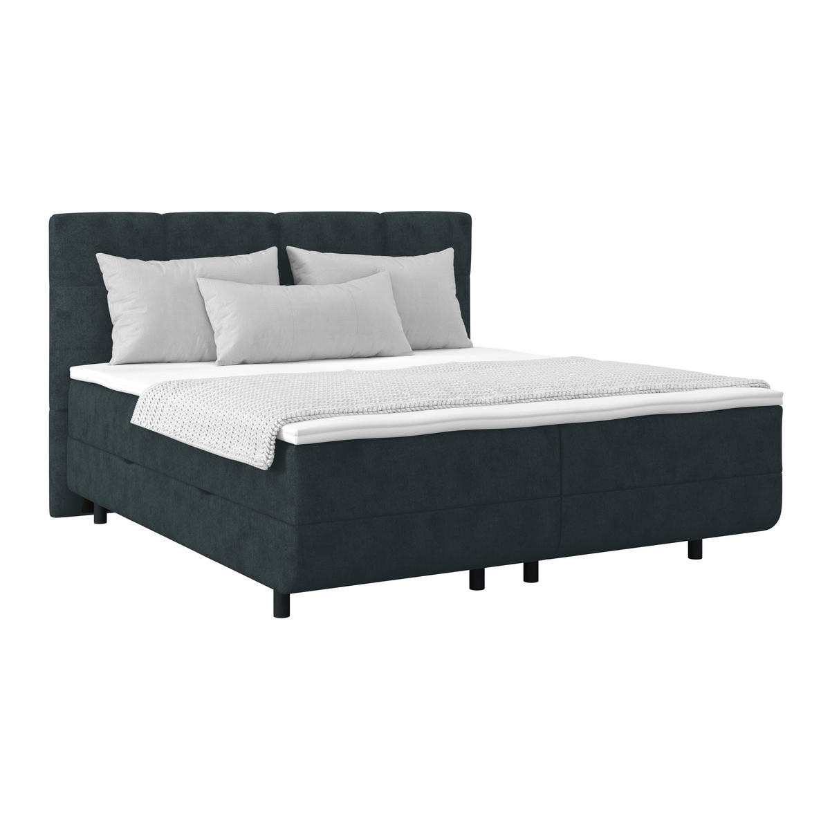 POLSTERBETT Bettkasten, Topper 200/200 cm  in Blaugrau  - Blaugrau/Schwarz, MODERN, Kunststoff/Textil (200/200cm) - MID.YOU