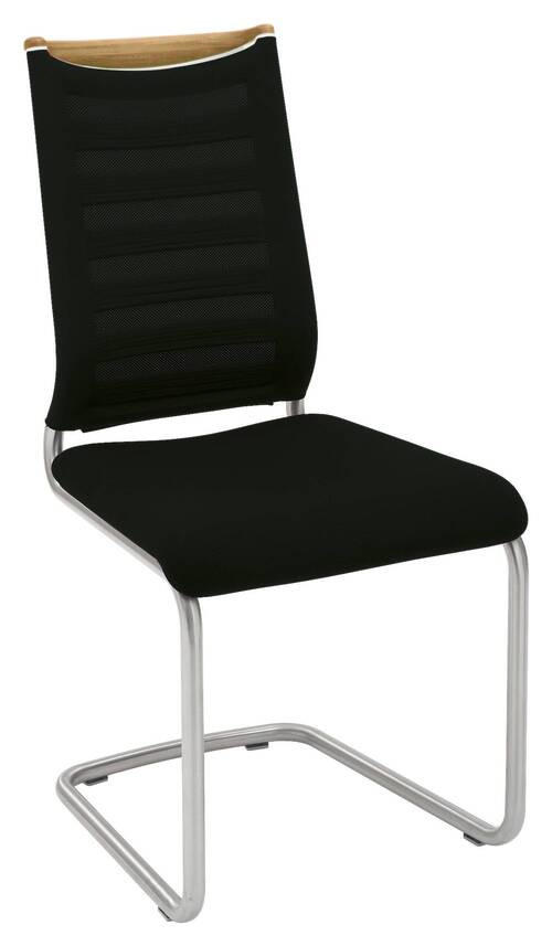 SCHWINGSTUHL  in Flachgewebe, Netz  - Edelstahlfarben/Eichefarben, Design, Holz/Textil (47/99/59cm) - Venjakob