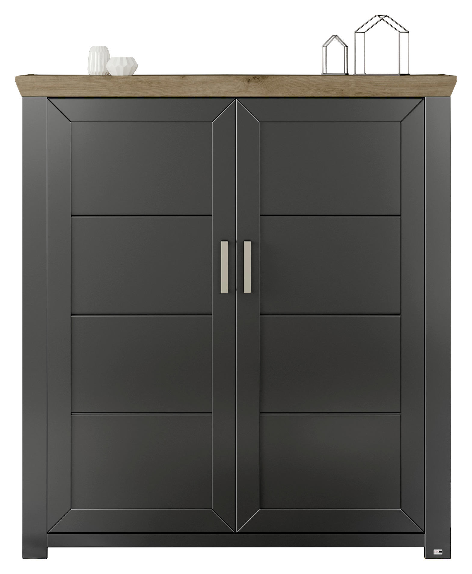 HIGHBOARD  in 129,3/142,6/42,2 cm  - Graphitfarben/Eiche Artisan, Design, Holzwerkstoff/Metall (129,3/142,6/42,2cm) - SetOne by Musterring