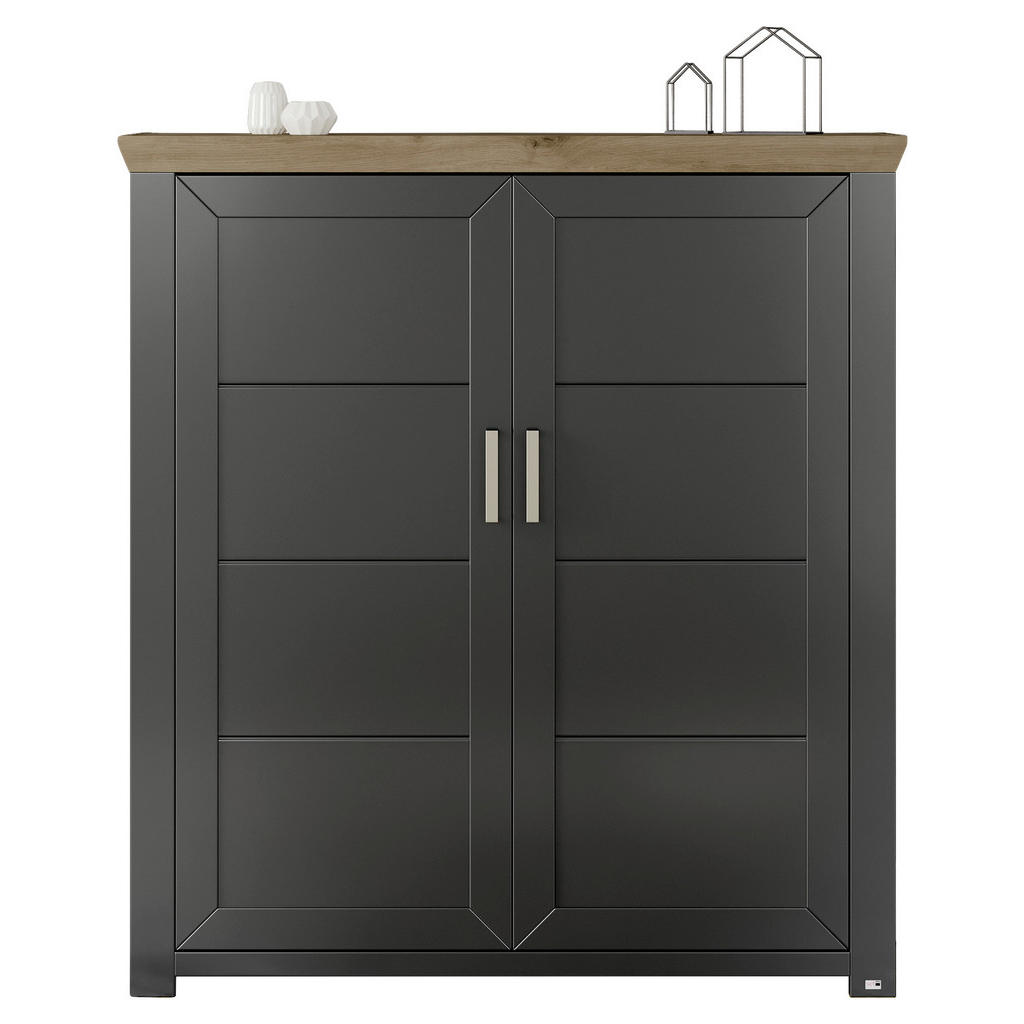 Thumbnail - SetOne by Musterring Highboard, Graphit, Eiche Artisan, Metall, 6 Fächer, 3 Schubladen, 129.3x142.6x42.2 cm, Beimöbel er...