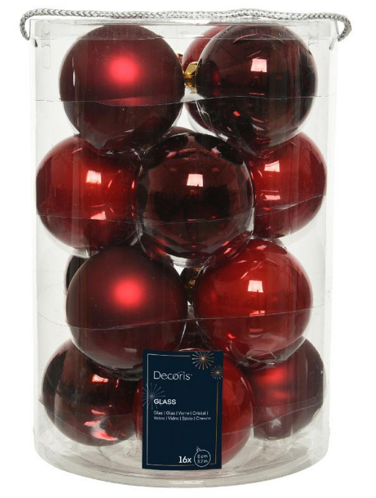 CHRISTBAUMKUGEL-SET 8 cm 16-teilig  - Rot, Basics, Glas (8cm)
