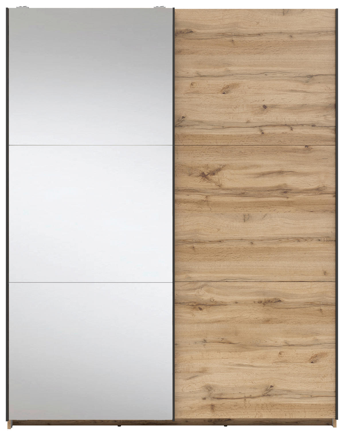 SCHWEBETÜRENSCHRANK 153,5/195,5/60 cm 2-türig Klar, Eiche Wotan  - Klar/Anthrazit, MODERN, Glas/Holzwerkstoff (153,5/195,5/60cm) - MID.YOU