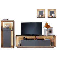 WOHNWAND  in Grau, Eichefarben  286/200/40 cm  - Eichefarben/Grau, Design, Holzwerkstoff/Metall (286/200/40cm) - MID.YOU