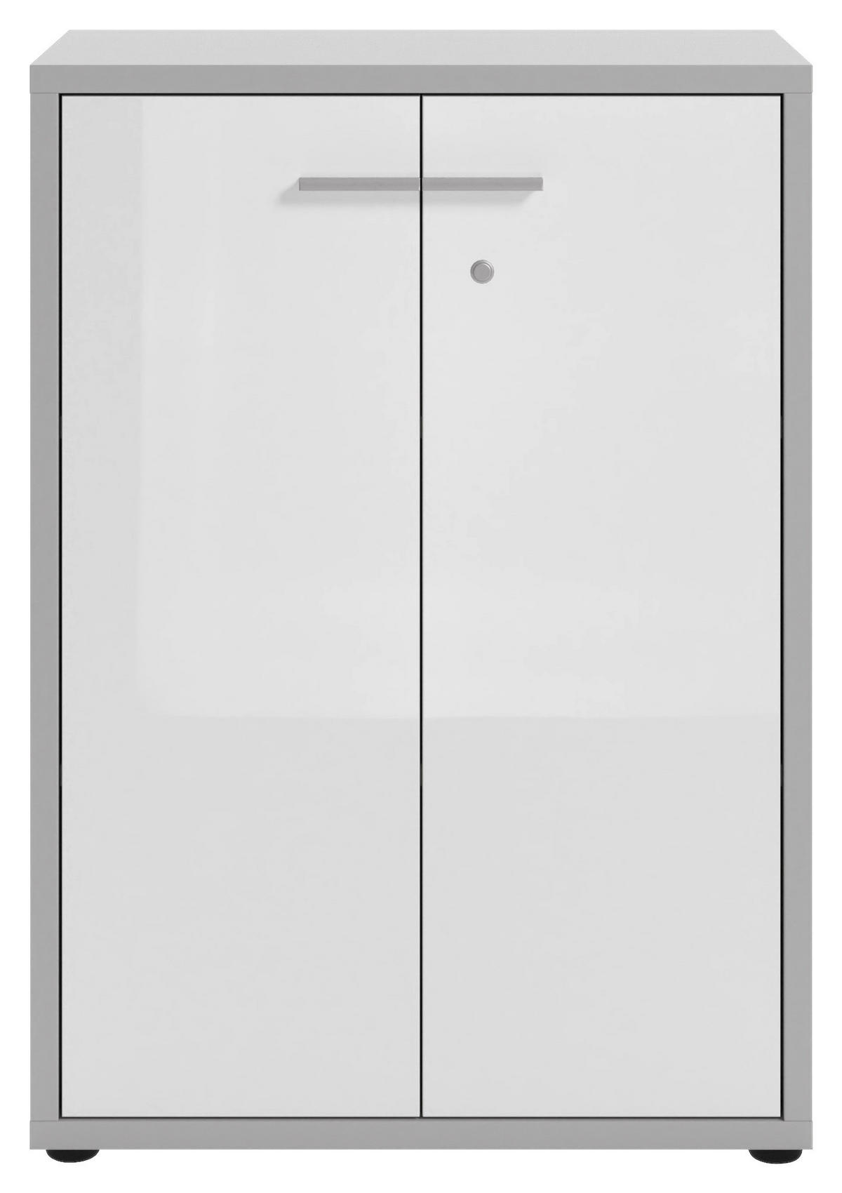 KOMMODE Texas  in 78,1/110/40 cm  - Hellgrau/Alufarben, MODERN, Glas/Holzwerkstoff (78,1/110/40cm)