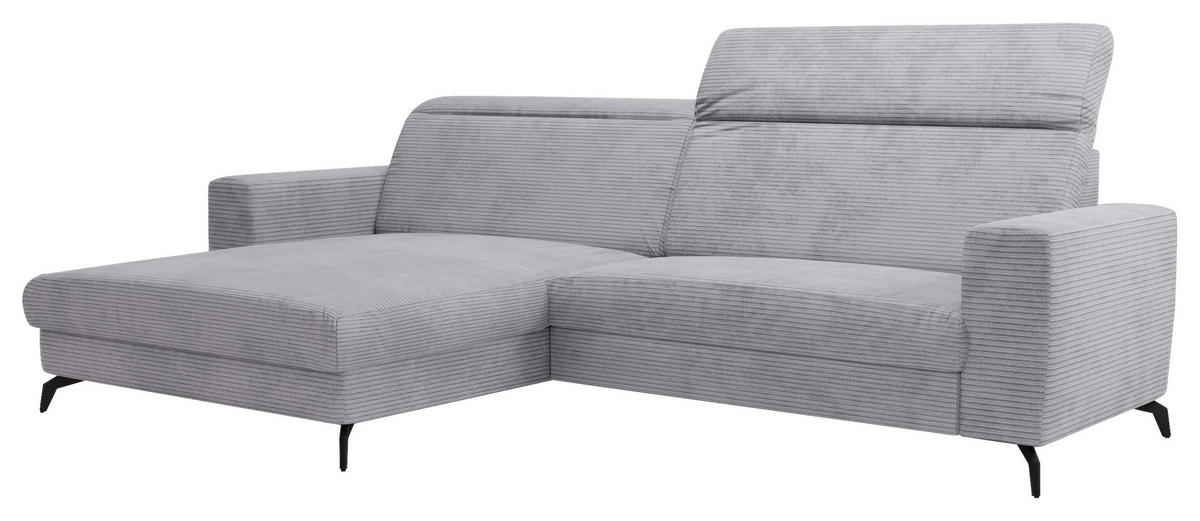 ECKSOFA in Cord Hellgrau  - Hellgrau/Schwarz, Konventionell, Textil/Metall (178/290cm) - Sit & More