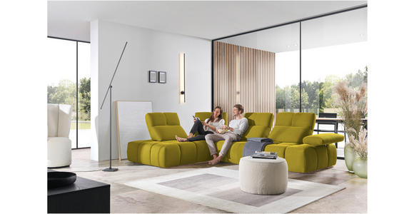 ECKSOFA in Struktur Gelb 233/313 cm - Gelb/Schwarz, Design, Kunststoff/Textil (233/313cm) - Emilio Belluti