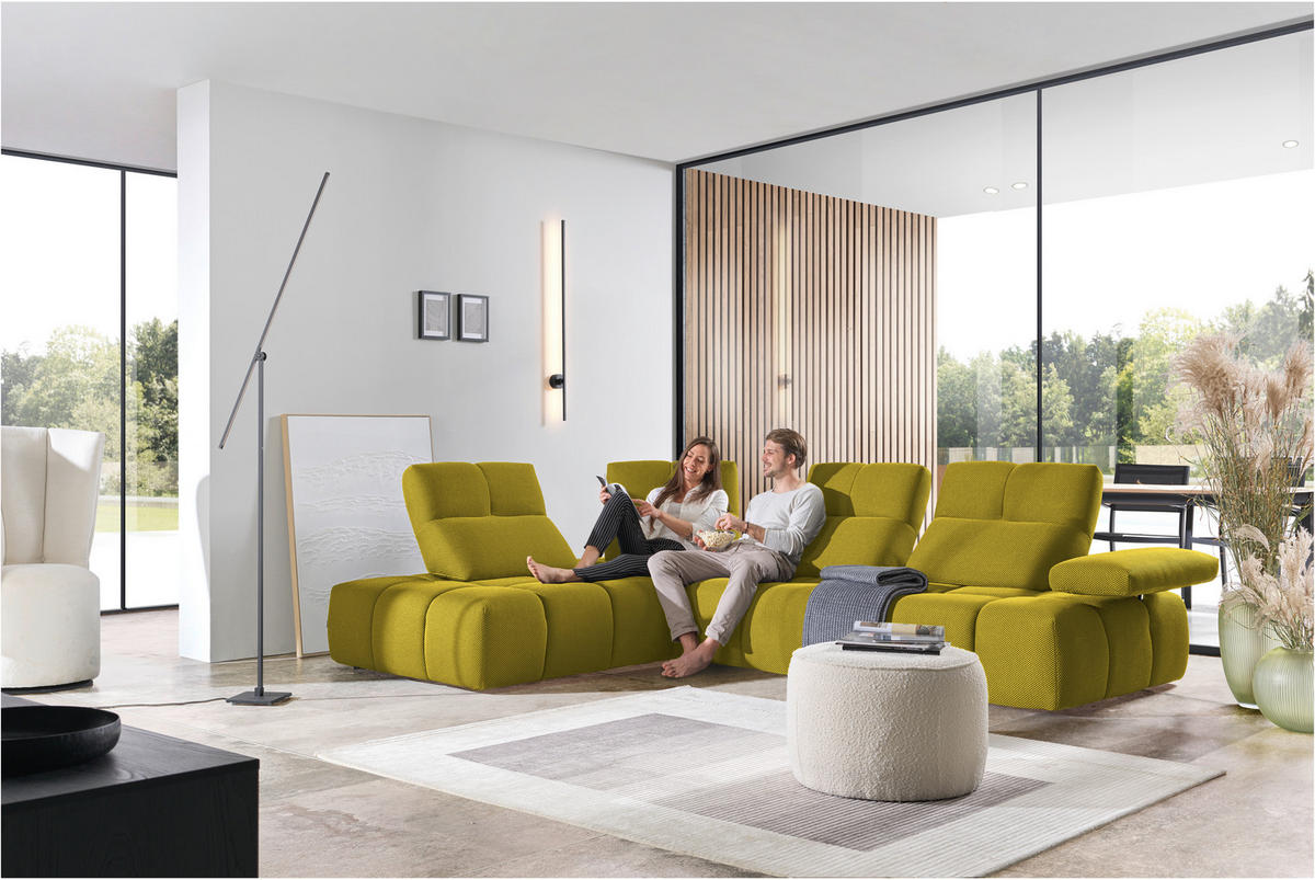 ECKSOFA  in Struktur Gelb  233/313 cm  - Gelb/Schwarz, Design, Kunststoff/Textil (233/313cm) - Belluti